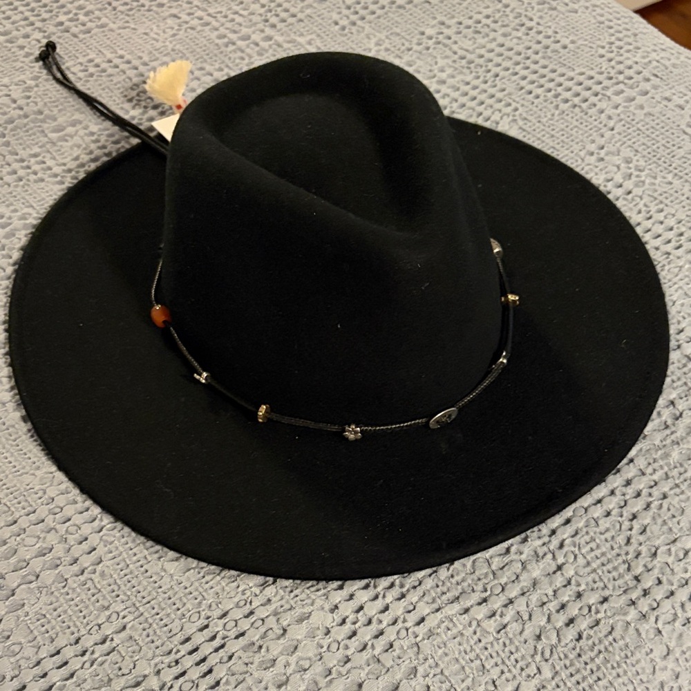 NWT Johnny Was Black Hat with Beaded Band